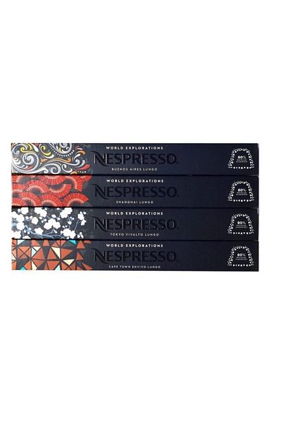 Nespresso World Explorations Set of 4 ; Buenos Aires, Shanghai, Tokyo Vivalto, Cape Town