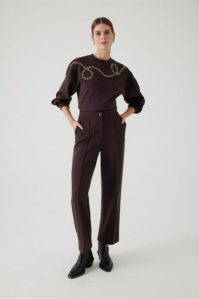 Exquise Brown Straight Cut Regular Trousers