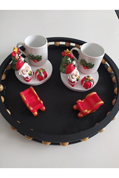 Süs Dükkanı Tasarım Dekoratif Yılbaşı Noel Baba Temalı Hediyelik Kahve Fincan...