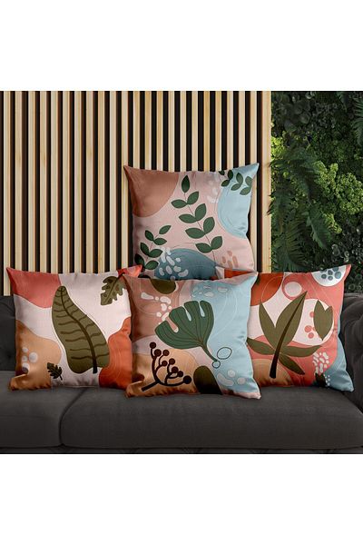 EJOYA 45cm Leaf Design 4-piece Pillow and Throw Pillow Set - 113668
