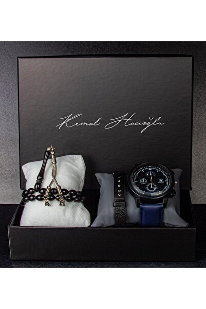 EJOYA Kişiye Özel Kutusunda Bileklik Tesbih Ve Saat Erkek Hediye Seti 93914