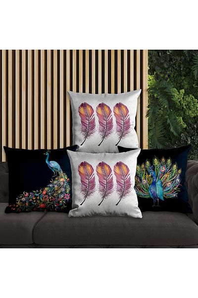EJOYA Peacock Patterned Pillow Set of 4 - 45cm 113635