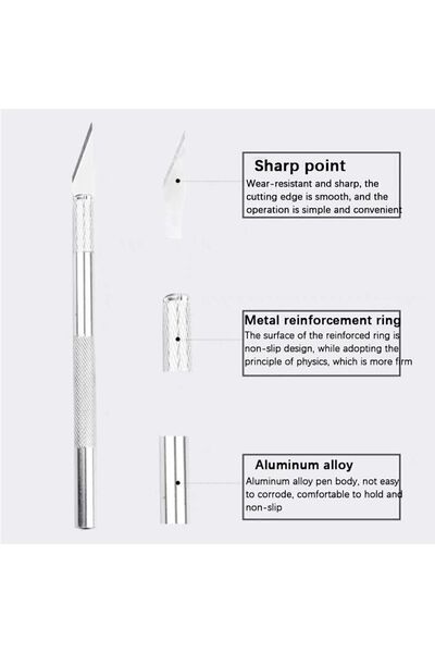 srtfootcare Kretuar Bıçağı, Paslanmaz Çelik Hassas Kesim Bıçağı + 5 Ad.yedek Bıçak