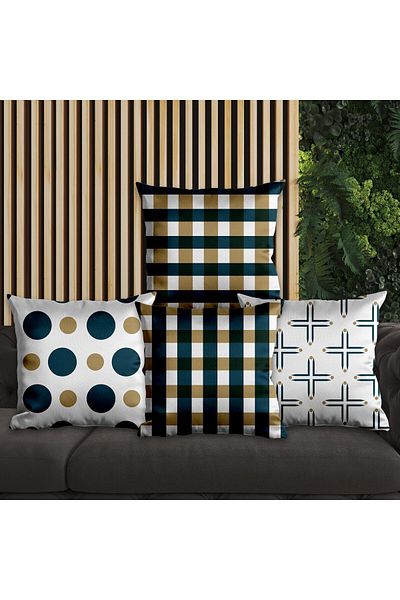 EJOYA 4-piece Plaid Pillow Set - Inner and Throw Pillow Case 45cm 113797