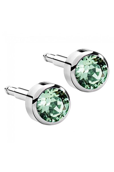 nina Nur Dükkanı Steril Kulak Delme Küpesi Gümüş Açık Yeşil