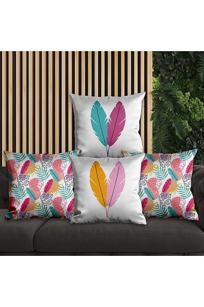 EJOYA 45cm Colorful Feather Pillow and Throw Pillow Case - Set of 4 113713