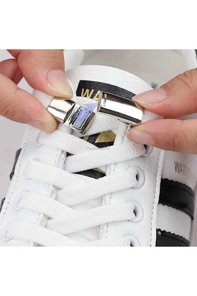 bağcık ayakkabı Magnetic Magnetic Elastic Shoe Laces New Model Clip-on White
