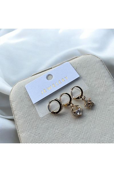 My Home Carpet Heart Patterned Star Sparkle - Wing Earring Set