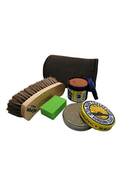 Nuri Leflef 5'li Ayakkabı Bakım Seti Ekstra Açık Kahve Boya Naturel Cila Krem...