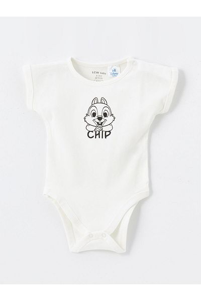 LC Waikiki Chip and Dale Printed - Body niemowlęce z okrągłym dekoltem i zatrzaskami