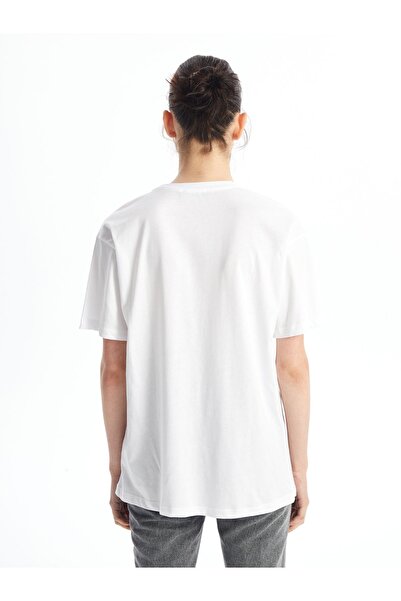 LC Waikiki Damen - Bedrucktes T-Shirt mit Rundhalsausschnitt und kurzen Ärmeln