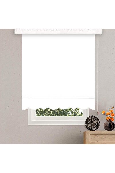 BigPazar Beyaz Stor Perde Etek Dilimli Güneşlik 1.kalite Asinche Kumaş (ALÜMİ...