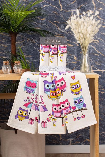 mercan rose Premium- Patterned Luxury Cotton Towel Set 30X50 cm - Gift Box, Practical Use in Kitchen