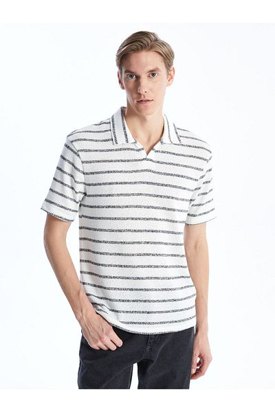 LC Waikiki Gestreiftes Herren-T-Shirt mit Polokragen – kurze Ärmel