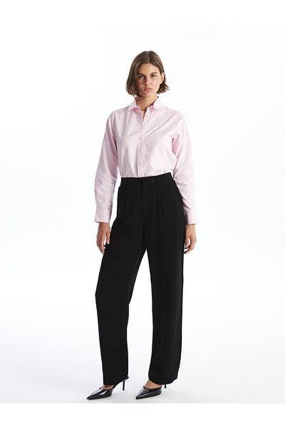 LC Waikiki Linen BlenDeD Straight Cut Loose Fit Women's Trousers