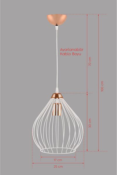 DEDE White Copper Single Pear Pendant Lamp