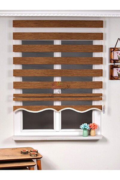 NetworkAvm Kahverengi Stor Zebra Perde Eteği Dilimli(alüminyum Kasa Metal Ayak