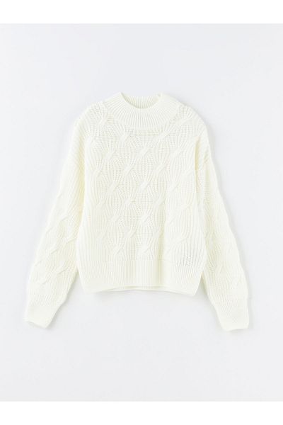LC Waikiki Long Sleeve Crew Neck Patterned Women's Knitwear Sweater