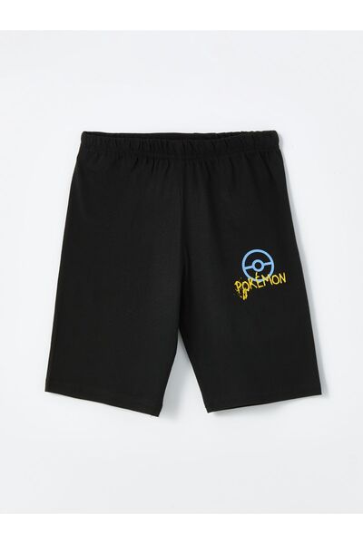 LC Waikiki Pikachu nyomott fiú pizsama szett rövidnadrággal - nyakú, rövid ujjú