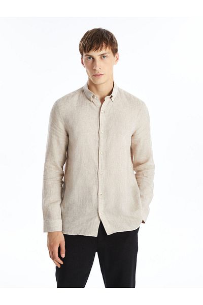 LC Waikiki Ανδρικό λινό πουκάμισο - Slim Fit, μακρυμάνικο
