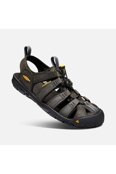 Keen Clearwater Cnx Leather - Δερμάτινα Ανδρικά Σανδάλια - Χακί/μαύρο