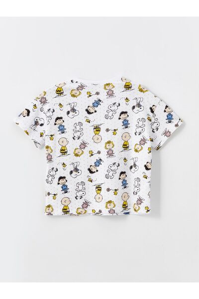 LC Waikiki Snoopy nyomott pizsama szett lányoknak rövidnadrággal - nyakú, rövid ujjú