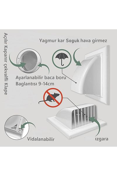 yapıtaşı Yt548 Closing Aspirator - Hood Chimney and Outlet Cover Flap with Check Valve