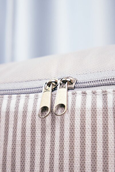 Textile sweet 4'lü 2 Mega 2 Büyük Boy Gri Çizgili Baza Altı Yastık Yorgan Kazak Hurcu