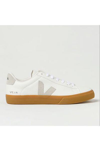 VEJA White Campo - حذاء رياضي نسائي من جلد الغزال الطبيعي باللون الأبيض الفائق