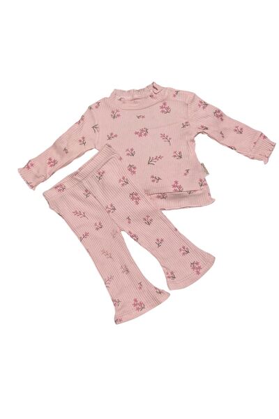 ÖZÖZ BEBE Baby Girl Floral Patterned Pink Set