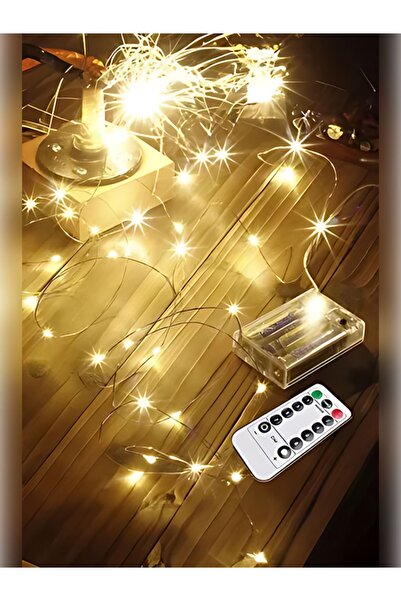 rkm store 10 Metre Gün Işığı Kumandalı Pilli Peri LED 8 Fonksiyonlu Uzaktan Kumandalı Dekoratif Peri Led