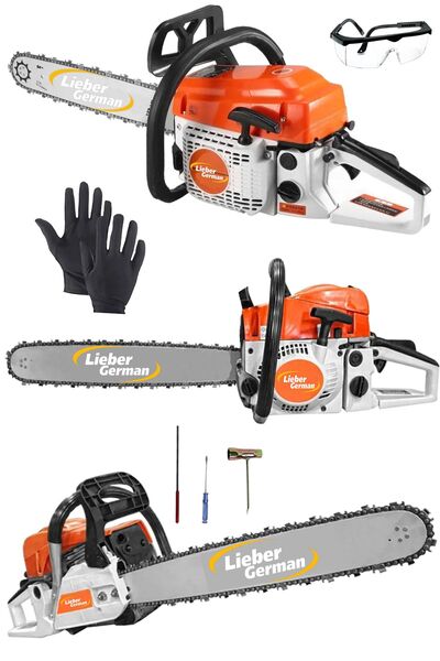 Lieber German Benzinli Testere 2.1 Hp Çift Egzozlu 52 Cc Ağaç Odun Dal Kesme ...