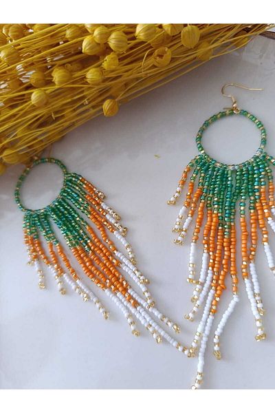 İPAR AKSESUAR Sand Beaded Legged Needle Handmade Earrings