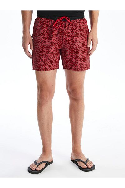 LC Waikiki Gemusterte Herren-Badeshorts in kurzer Länge