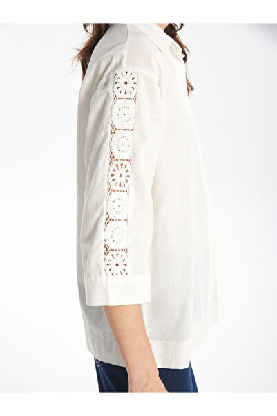 LC Waikiki Dámská vyšívaná popelínová košile