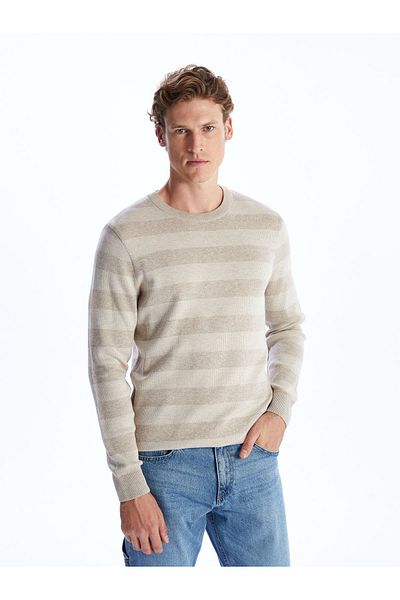 LC Waikiki Strickpullover für Herren – Rundhalsausschnitt, lange Ärmel, Farbblock
