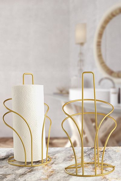 Evisimo Decorative Metal Towel Napkin Holder, Paper Towel Holder Gold