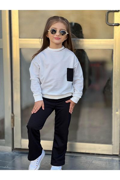 renkli diyar Long Sleeve Blouse and Spanish Trousers Set for Girls - Nursery Kindergarten Primary School