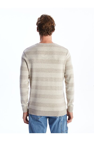 LC Waikiki Men's Knitwear Sweater - Crew Neck, Long Sleeve, Color Block