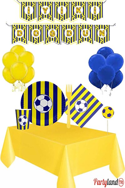 PartylandTR Sarı Lacivert Taraftar 8 Kişilik Doğum Günü Parti Seti