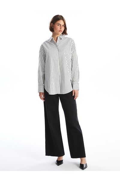 LC Waikiki Long Sleeve Striped Oversize Women's Shirt
