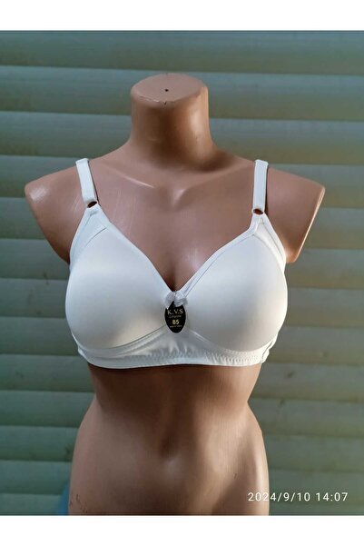 kvs كأس C بلون كريمي للسيدات - حمالة صدر معززة بدون أسلاك داخلية وحشوة