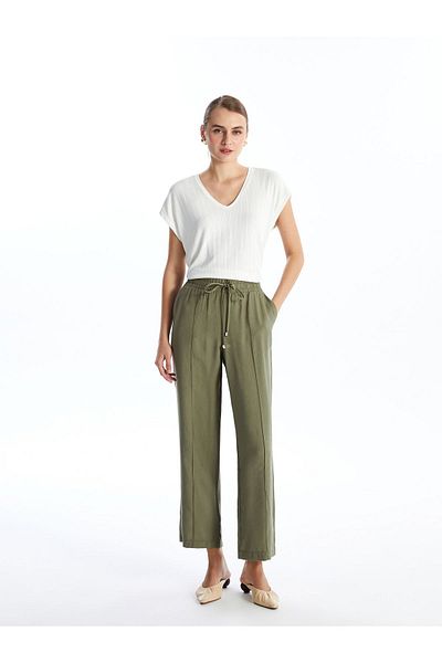 LC Waikiki Gerade geschnittene Damenhose mit elastischem Bund