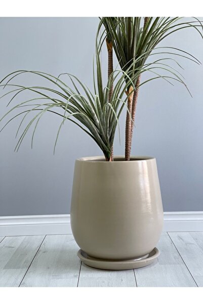 odka 15litre Armut Saksı Tabaklı 25cmx25cm Taş