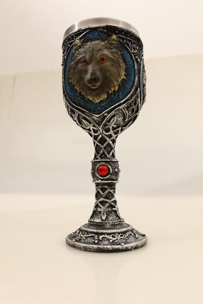 Butik Ortaçağ Kurt Kadehi  Hediyesi 3d Paslanmaz Çelik