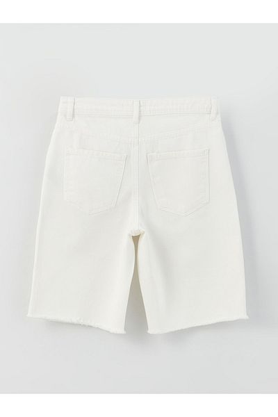 LC Waikiki Zerrissene, detaillierte Bermuda-Fit-Jeansshorts für Damen