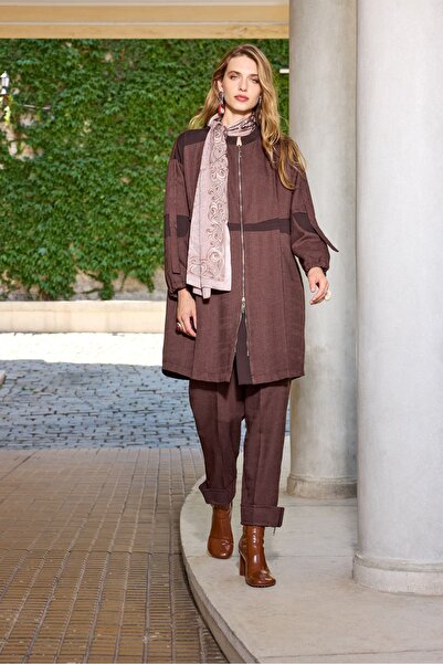 MissWhence Mevsimlik Fermuarlı Gömlek Kap Kahve 36407