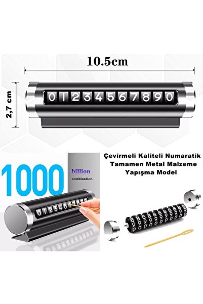 mefsa Alüminyum Kasa Çevirmeli Araç Park Numaratörü Siyah