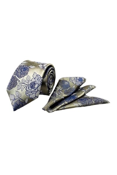 VENCHY رمادي أزرق داكن روز نمط منديل التعادل 7701-5mk