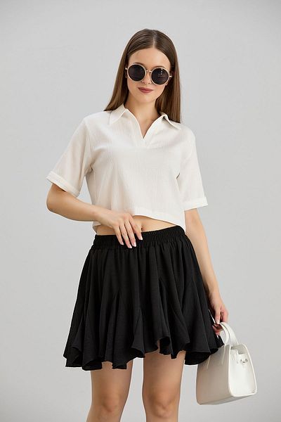 Space Fashion Fusta mini neagră cu talie elastică